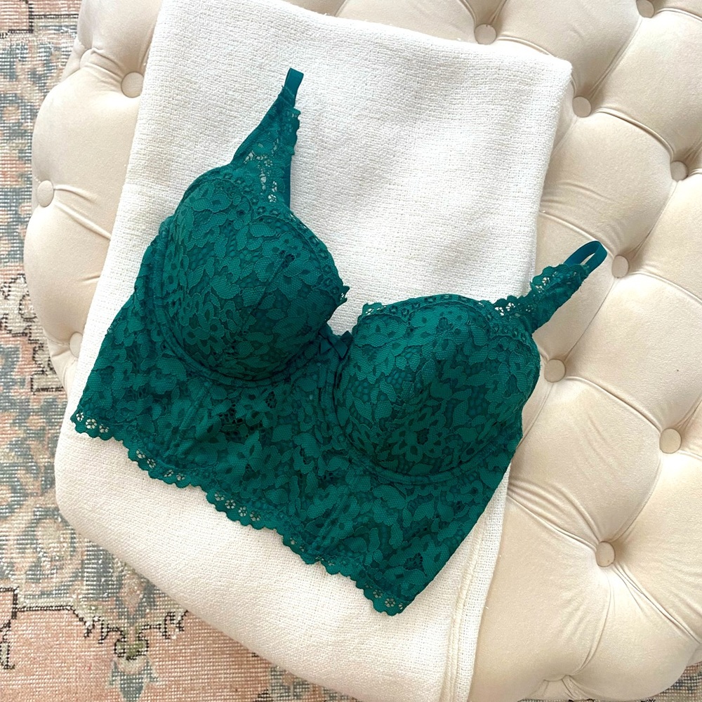 Victorias Secret Emerald Green Lace Corset 34DD